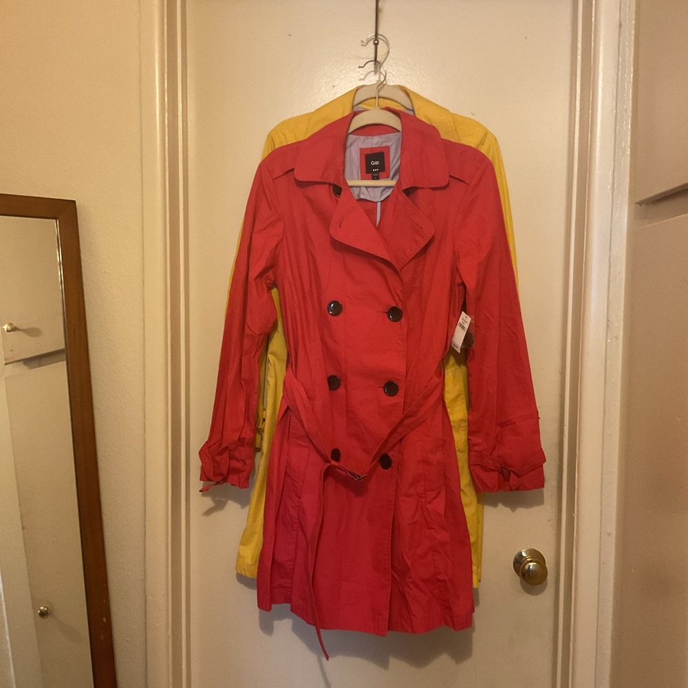 $15 FIRM GAP Women's Coral-Red Double-Breasted Trench Coat BUNDLE